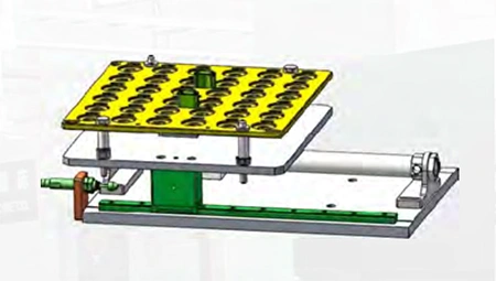 Mesa deslizante en máquina con bandeja de matriz para carga y descarga